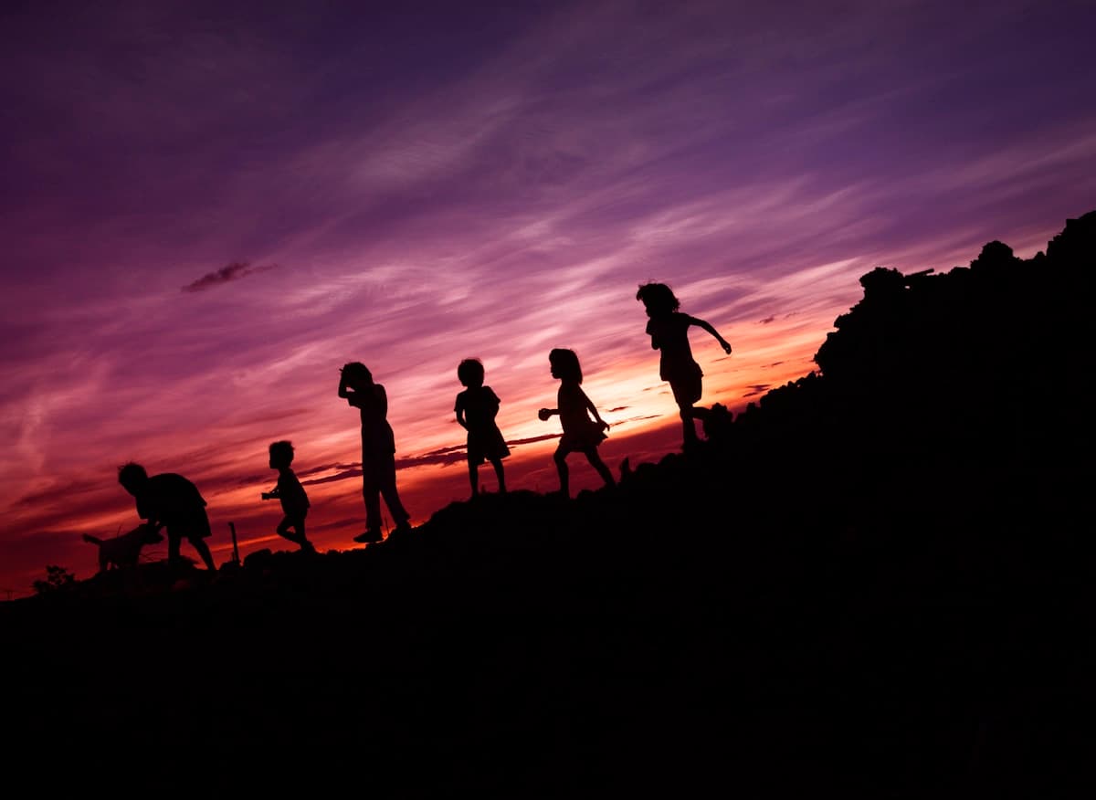Kids on mountain